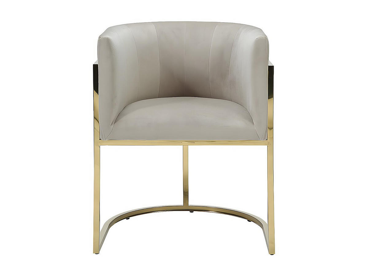 STUHL mit Armlehnen - Samt & Metall - Beige & Goldfarben - PERIA - Beige, Textil (56.5/76/60cm) - Pascal Morabito