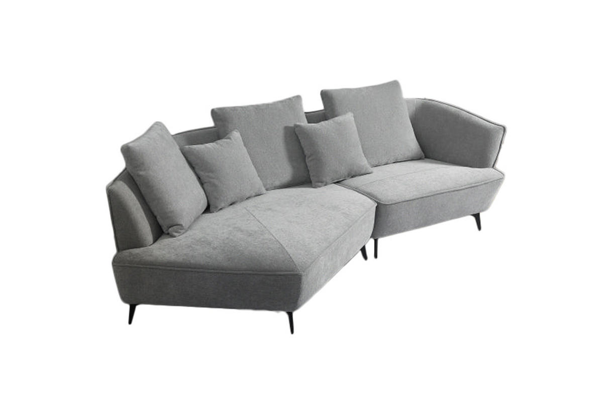 DESIGNSOFA GARBO Grau Webstoff - Schwarz/Grau, Textil/Metall (280/92/158cm) - KAWOLA