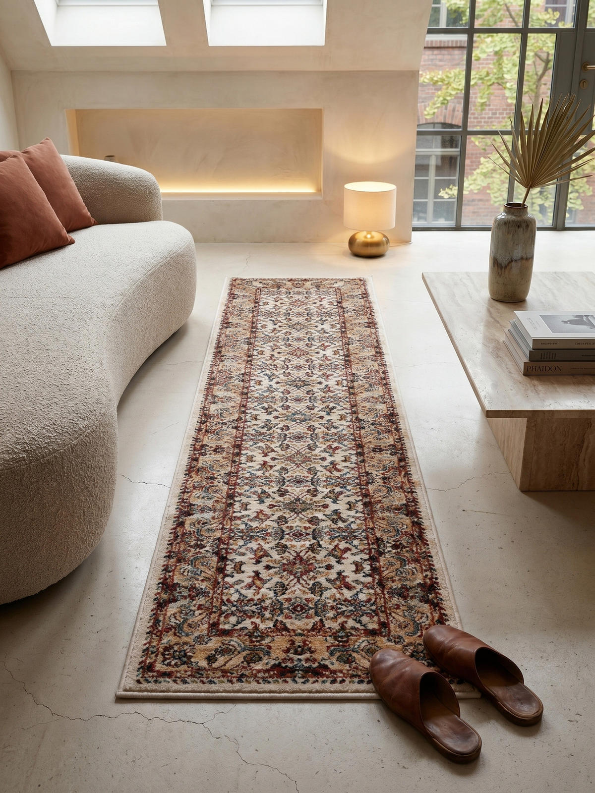 KURZFLORTEPPICH GLAZERT, orientalisch, Natur, 66 x 300 cm - Naturfarben, Textil (300/66cm) - KADIMA DESIGN