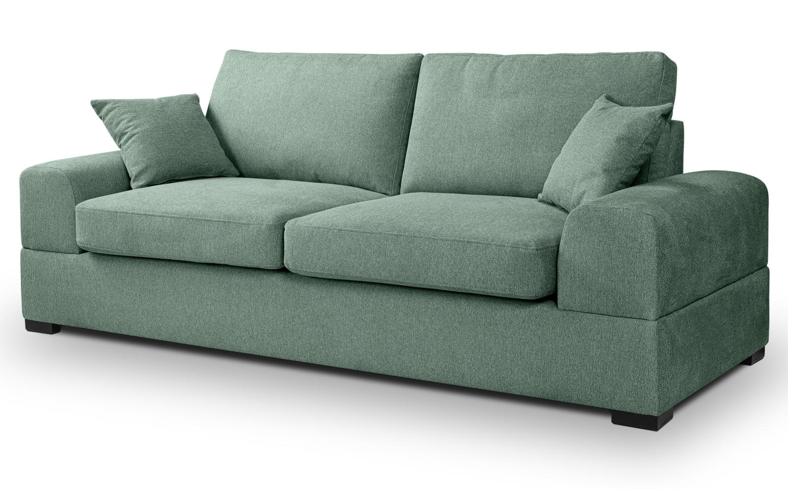 SOFA petrol Strukturstoff, Couch 3-Sitzer 221 cm mit Premium Kaltschaum - Petrol/Schwarz, Holz/Textil (221/90/93cm) - Inn.Furn