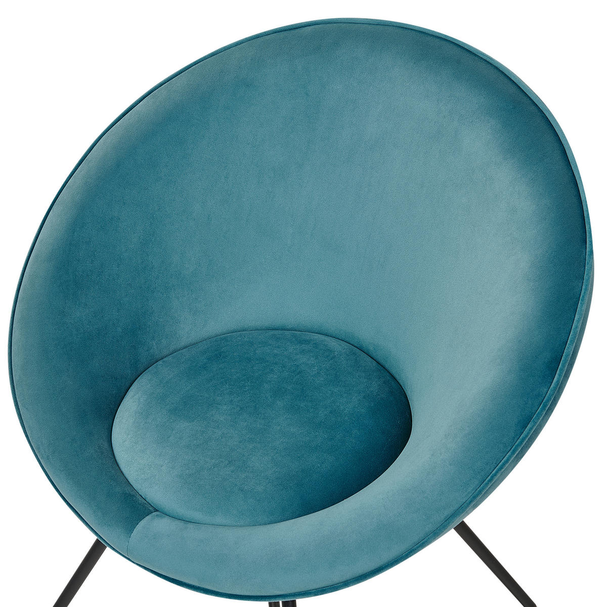SESSEL Samtstoff hellblau/schwarz rund Floby II - Blau/Schwarz, Textil (69/80/58cm) - Beliani