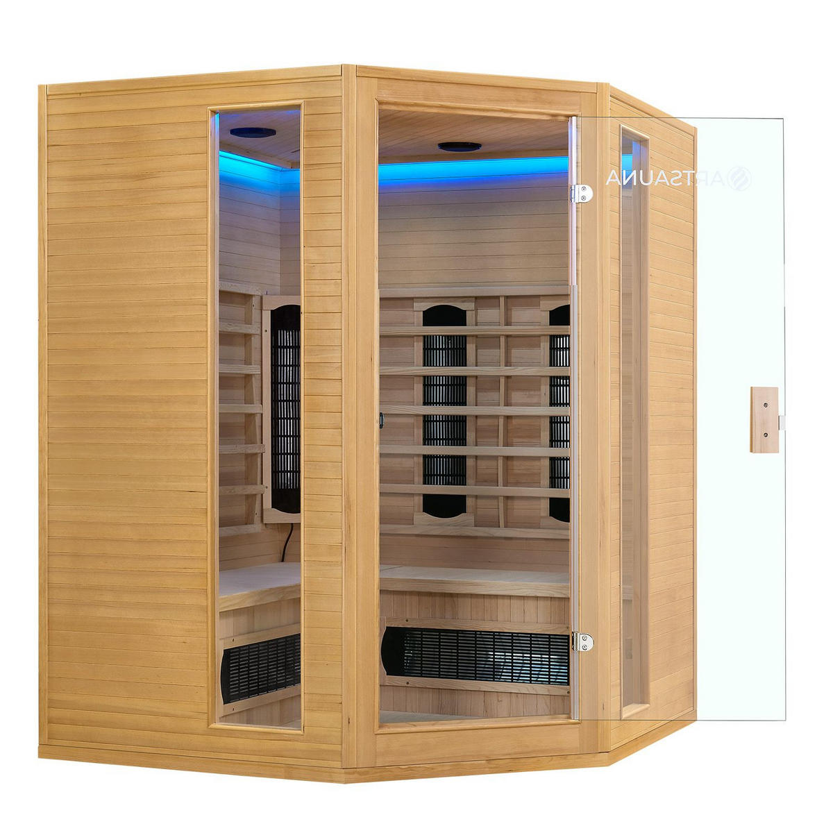 INFRAROTKABINE Nyborg E150K mit Keramik-, Flächenstrahler & Hemlockholz - Naturfarben, Holz (150/190/150cm) - Artsauna