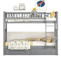 ETAGENBETT, mit 2 Schubladen, umbaubar und platzsparend, 90x200cm, Grau - Grau, Holz (90/200cm) - OKWISH