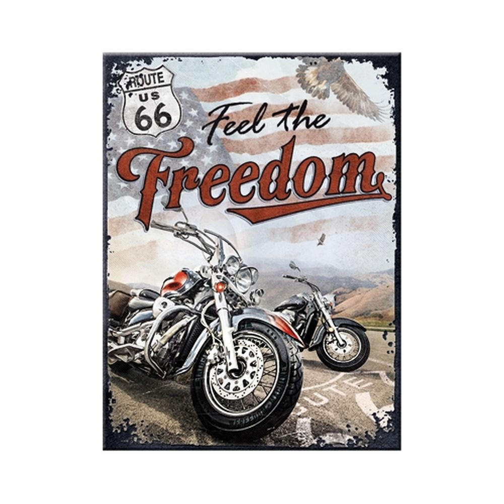 MAGNET 6/8 cm US Highways Route 66 Freedom - Multicolor, Metall (6/8/0.1cm) - Nostalgic-Art