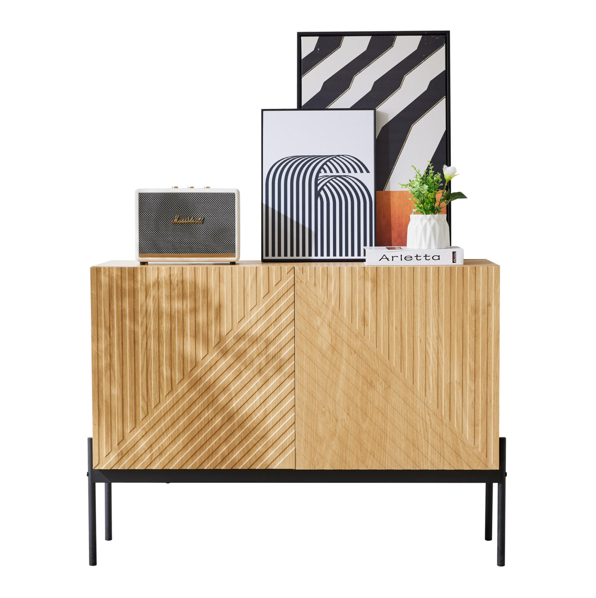 SIDEBOARD 100/40/75 cm Natur aus Spanplatte mit Metallbeinen - Naturfarben, Holzwerkstoff (40/75/100cm) - OKMYHOME