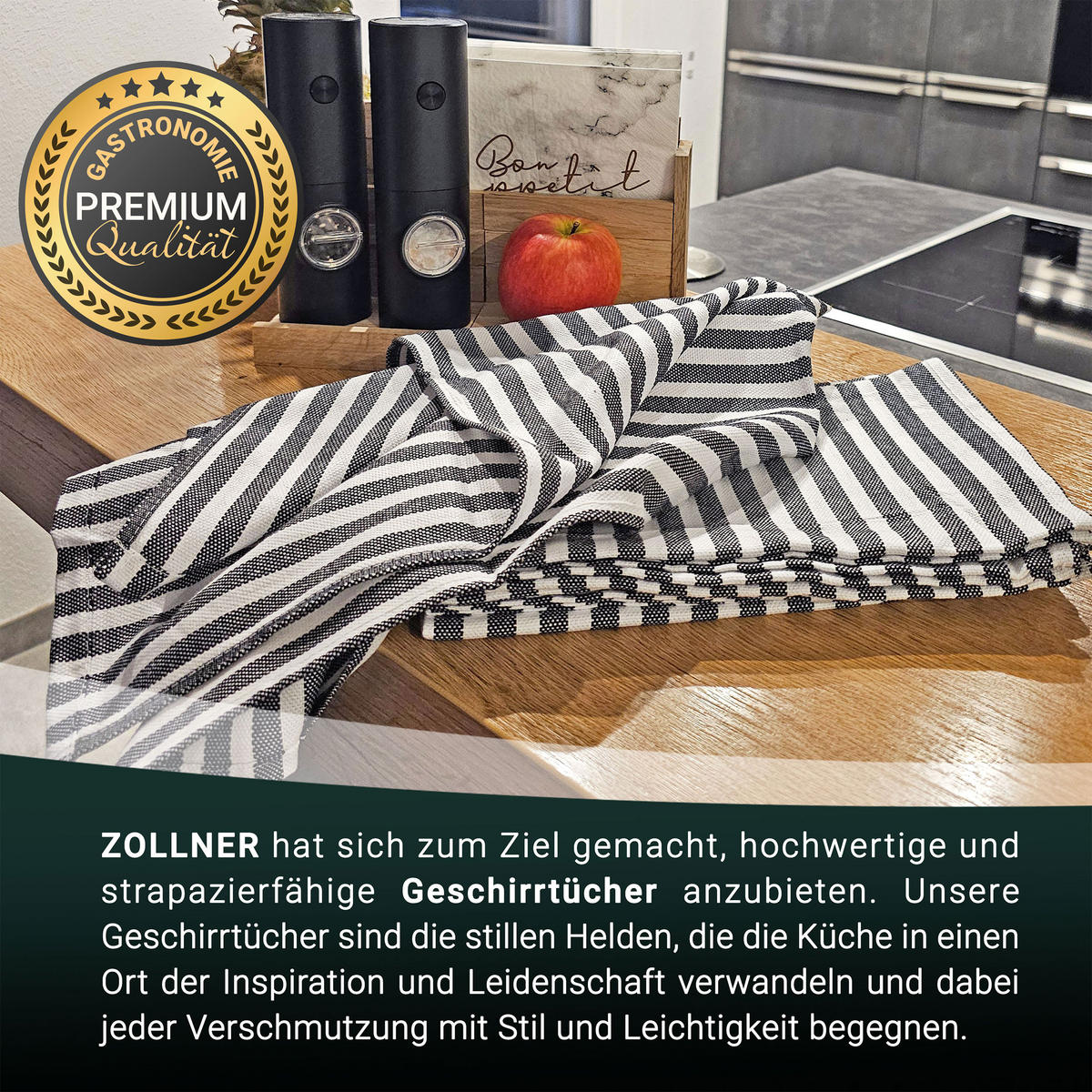 GESCHIRRTÜCHER, 5er-Set, 50x70 cm, 100% Baumwolle, Schwarz - Multicolor, Textil (50/70cm) - Zollner