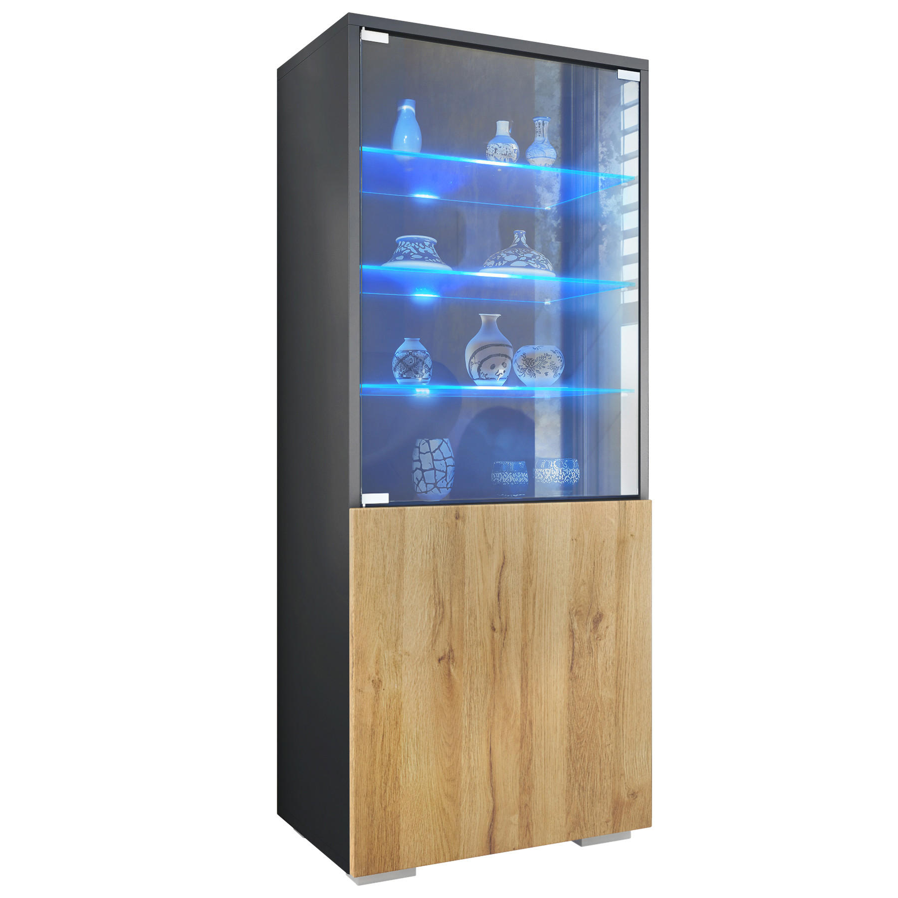 VITRINE Granada Eiche Natur - Eichefarben, Holzwerkstoff (50/122.5/34.5cm) - Vladon