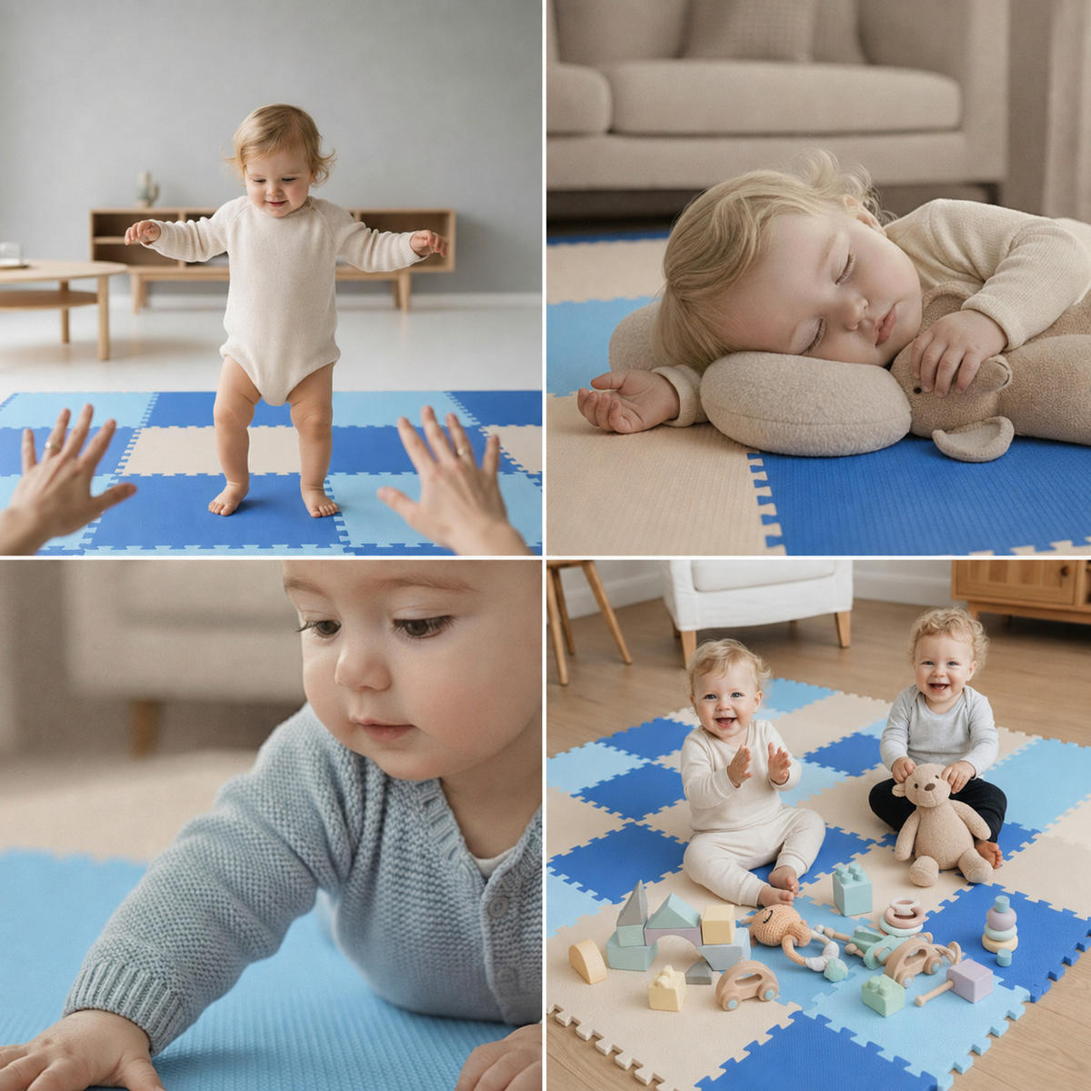 SPIELMATTE ab Null 270/90 cm Puzzlematte Hellblau - Blau, Kunststoff (30/30cm) - Littletom