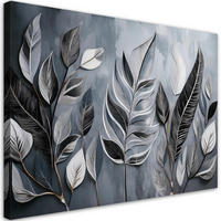 WANDBILD minimalismus silberblätter natur botanik - Silberfarben, Textil (60/40cm) - Feeby