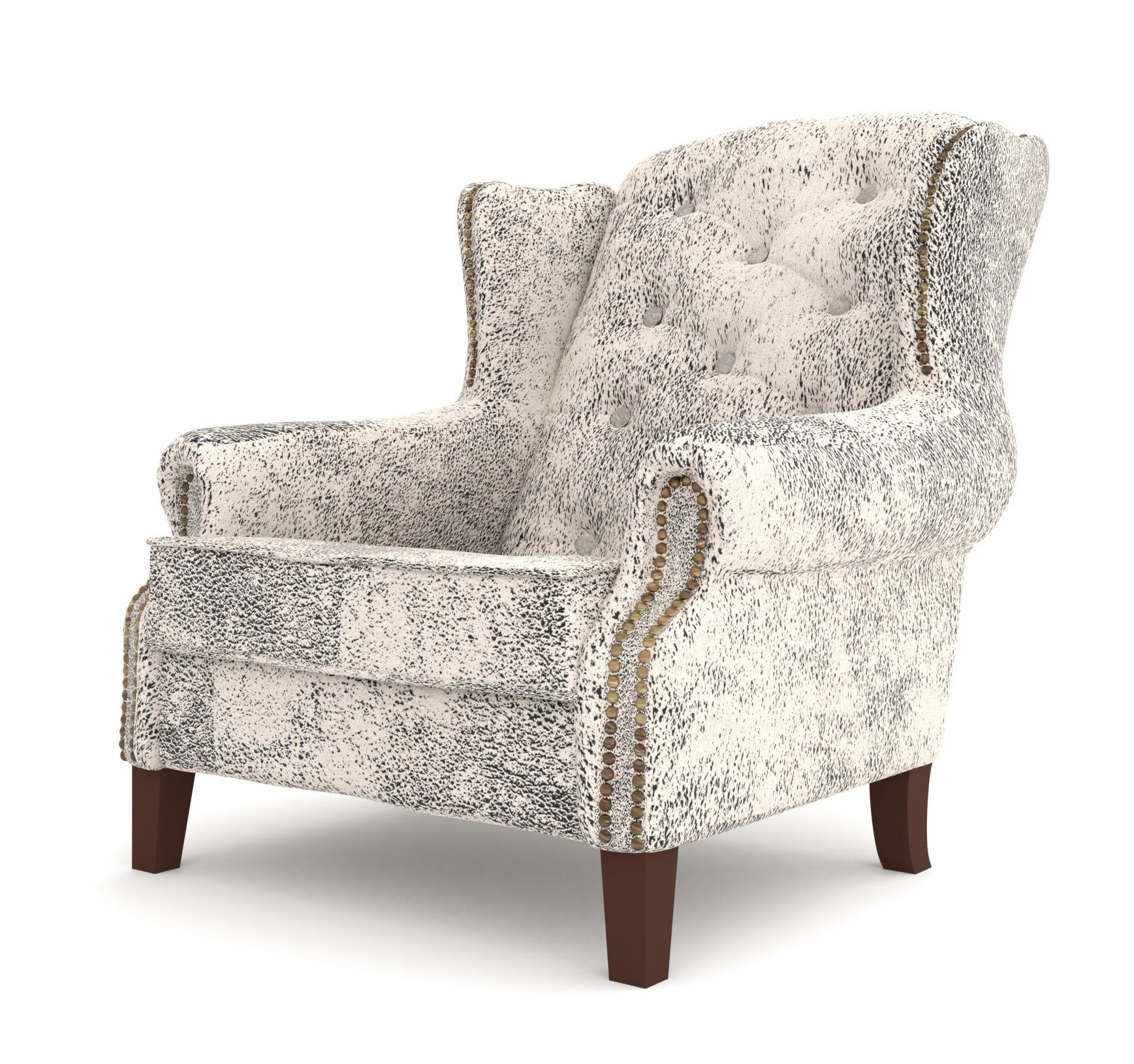 CHESTERFIELD-SESSEL Anton Weiß Microfaser Vintageoptik - Braun/Weiß, Holz/Textil (102/102/93cm) - S-Style Möbel