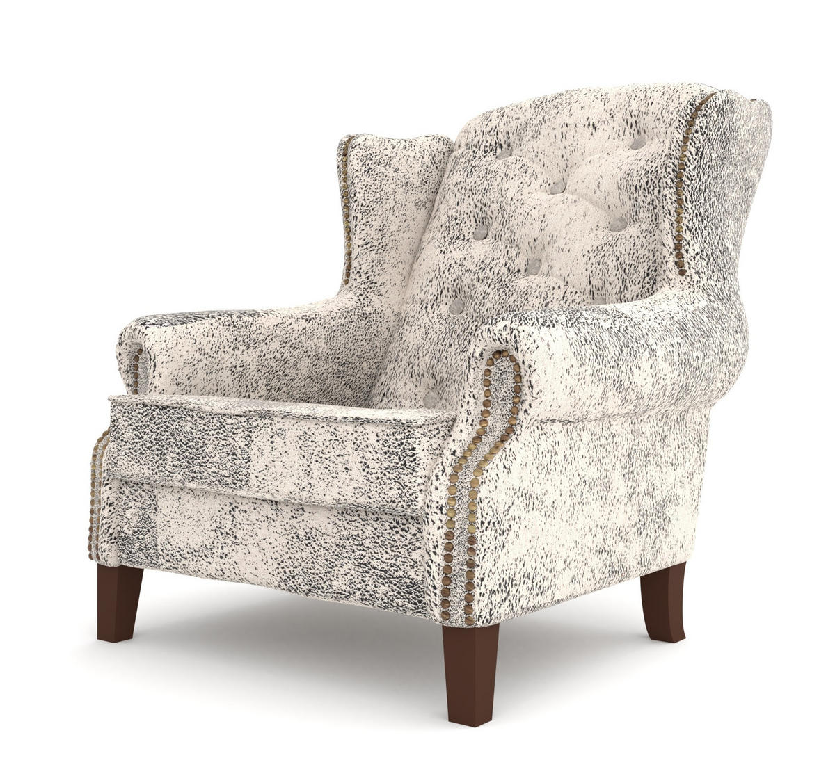 CHESTERFIELD-SESSEL Anton Weiß Microfaser Vintageoptik - Braun/Weiß, Holz/Textil (102/102/93cm) - S-Style Möbel