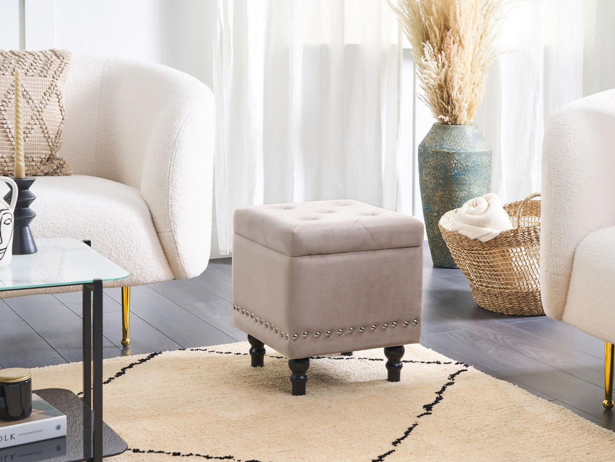 POUF Beige Loretto - Beige, Textil (37/40/37cm) - Beliani