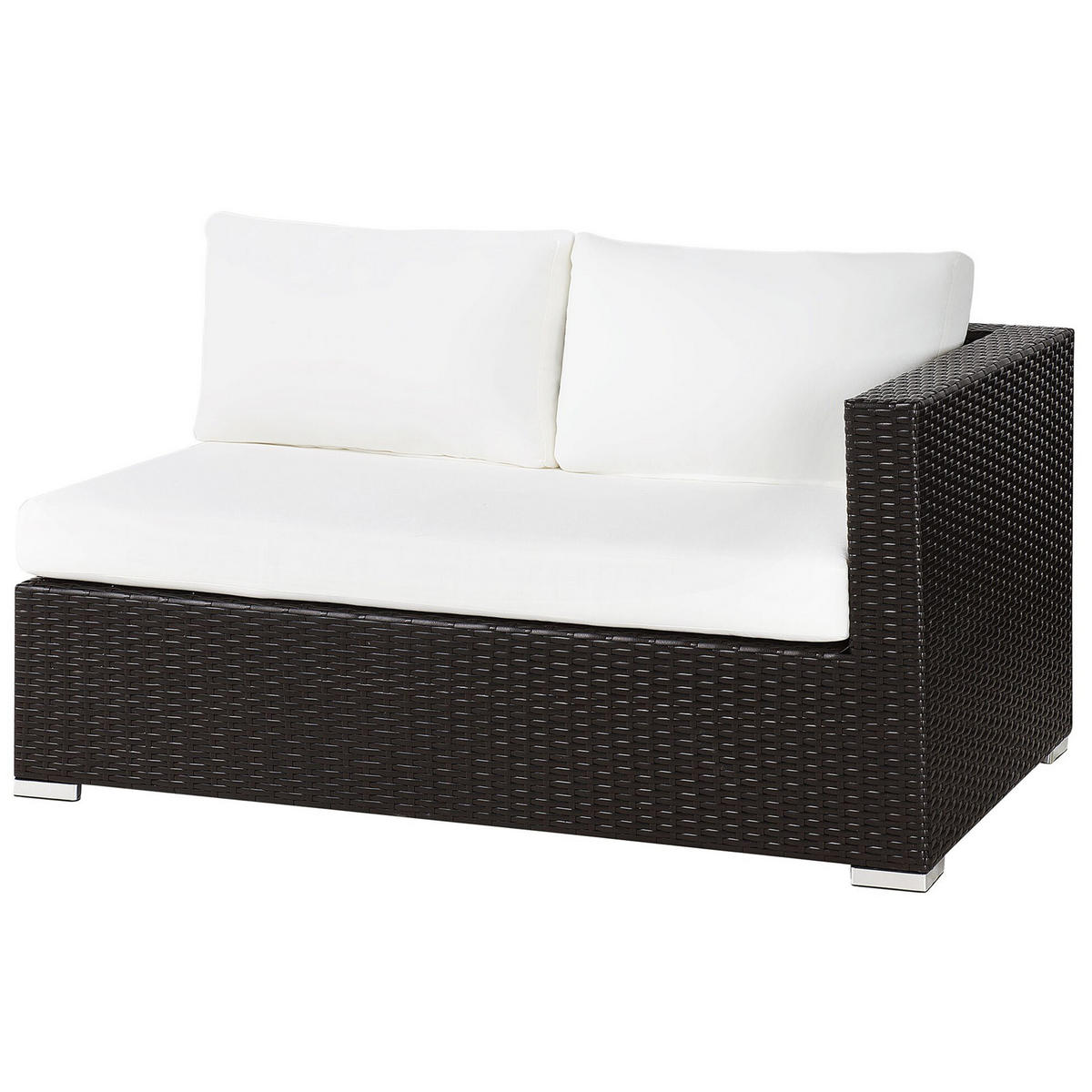 LOUNGE-SET 8-Sitzer braun linksseitig modular Auflagen beige XXL - Dunkelbraun/Beige, Kunststoff - Beliani