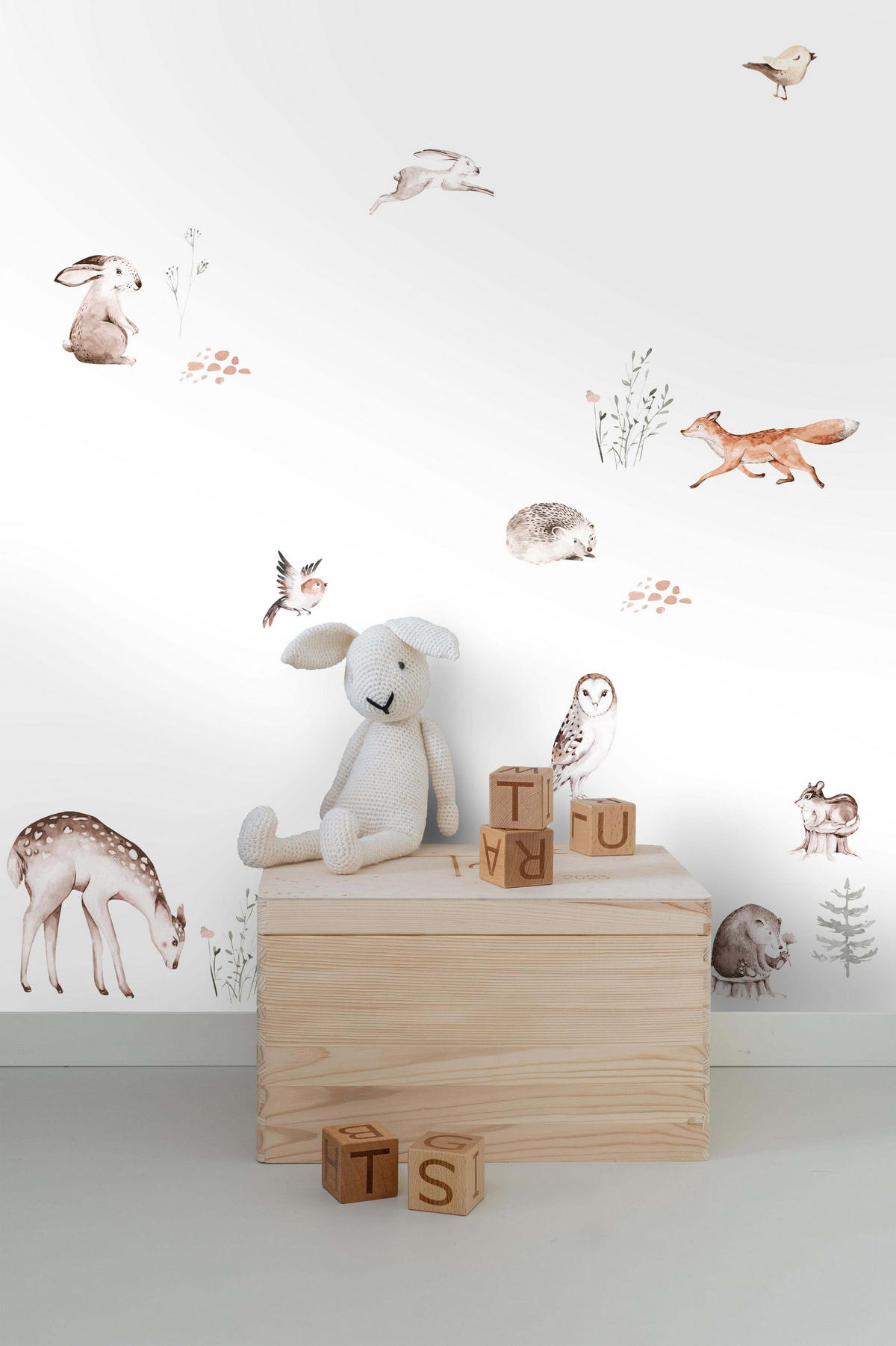WANDTATTOO Waldtiere 47.5 x 66 cm - Braun, Papier (47.5/66/66cm) - ESTAhome