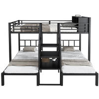 ETAGENBETT 90/200 cm & 140/200 cm in Schwarz mit Stauraum und Treppe - Schwarz, Metall (140/200cm) - CHICFURN