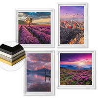 WANDBILDER 4er-Set - 50x50 cm & 40x60 cm Weißer Rahmen - Sonnenuntergang auf Lavendelfeldern - Weiß, Kunststoff (50/50cm) - ArtPrintCave