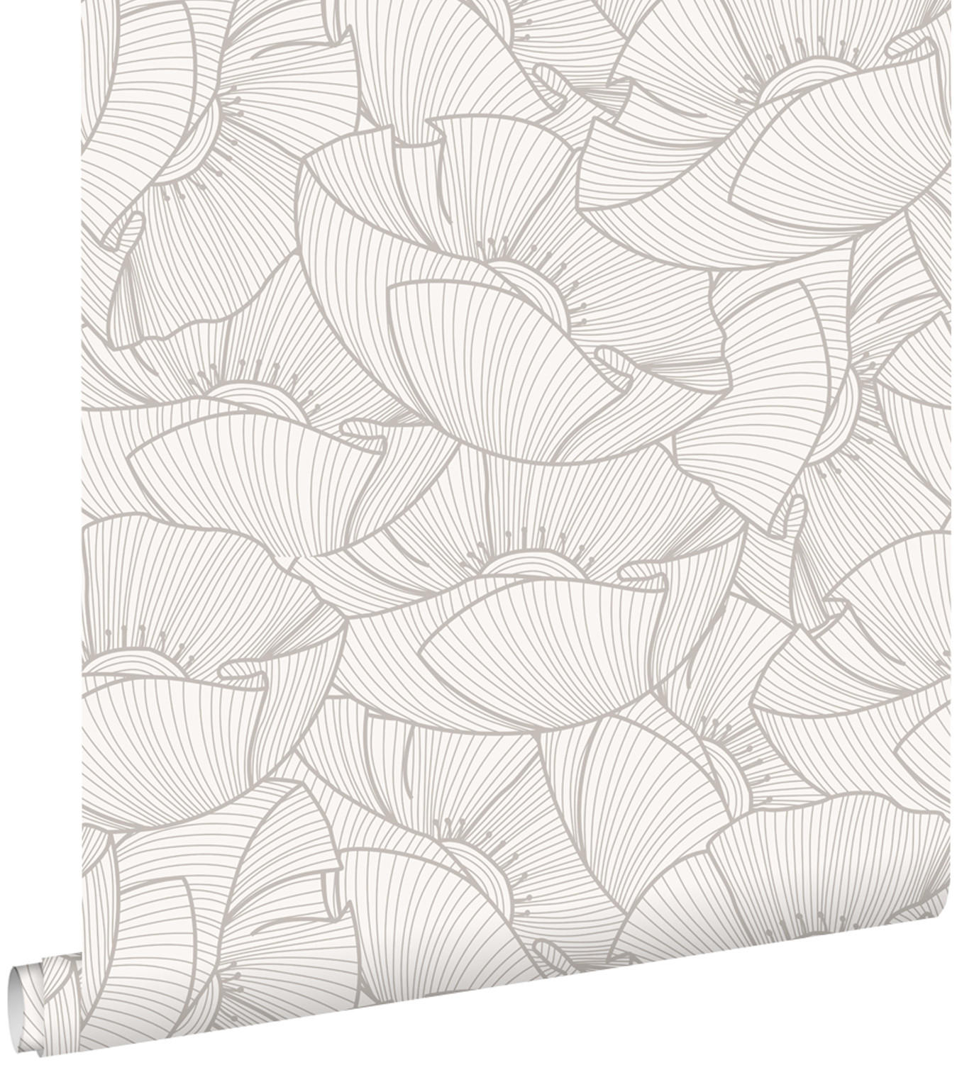 TAPETE Mohnblumen 53 cm x 10.05 m - Weiß, Papier (53/1000cm) - ESTAhome