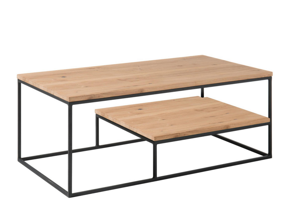 COUCHTISCH rechteckig Eiche massiv 110/60/42 cm - Weiß, Holz (60/110/42cm) - moebel dich auf