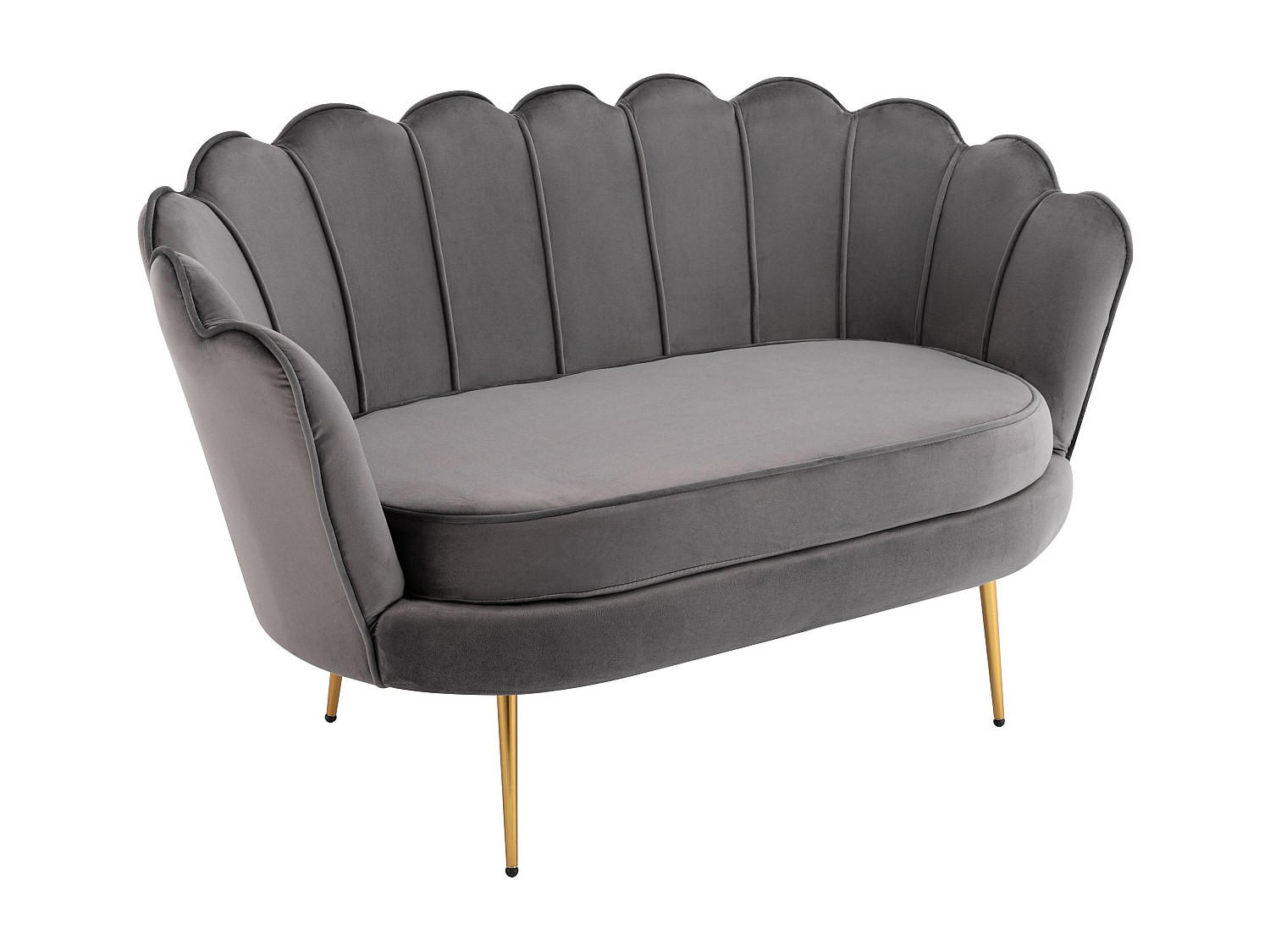 MUSCHELSOFA 2-Sitzer - Samt - Anthrazit - DANDELION - Anthrazit, Textil (73/78/124cm) - Pascal Morabito