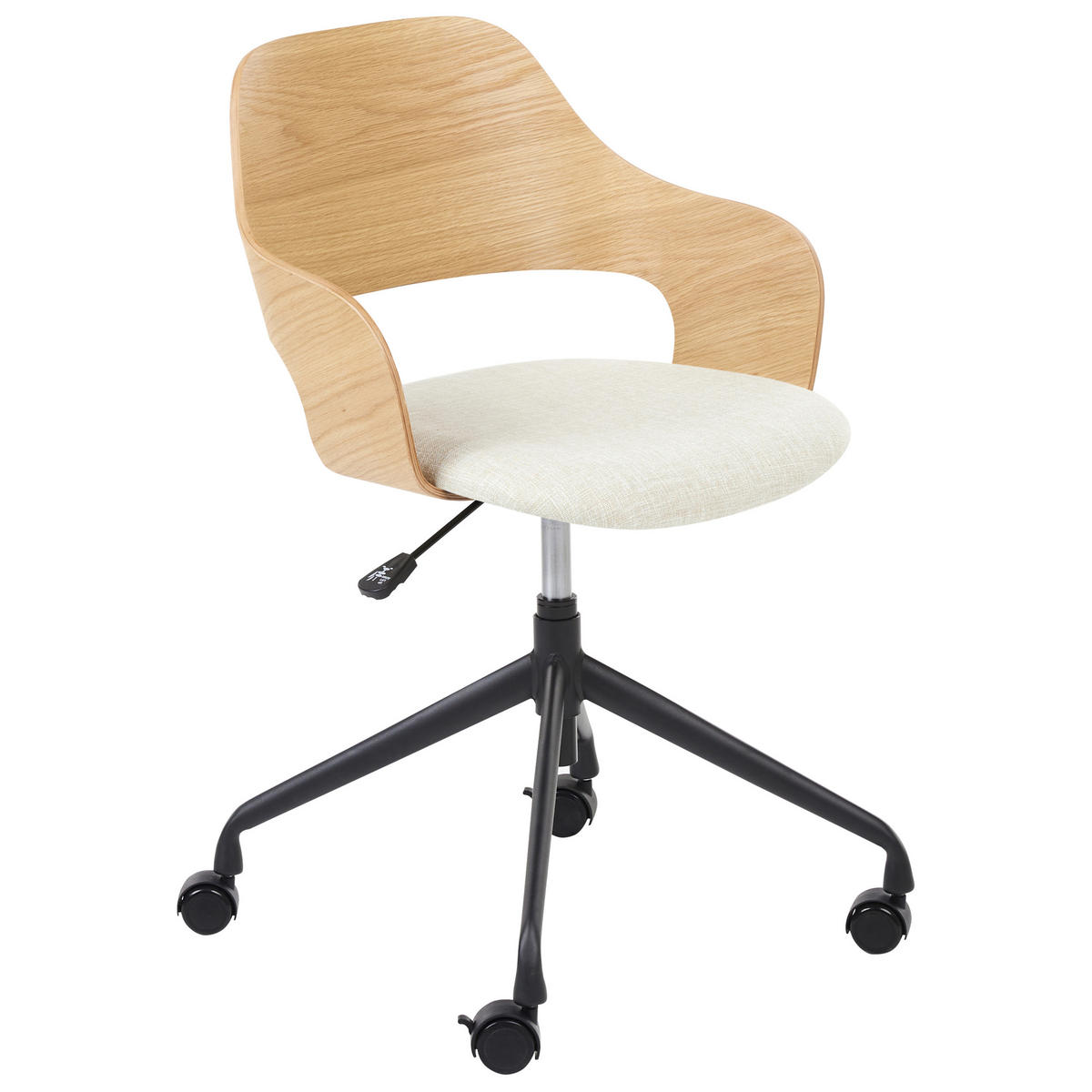 SCHREIBTISCHSTUHL Hellbeige Novato - Schwarz/Braun, Textil (45/76/45cm) - Beliani