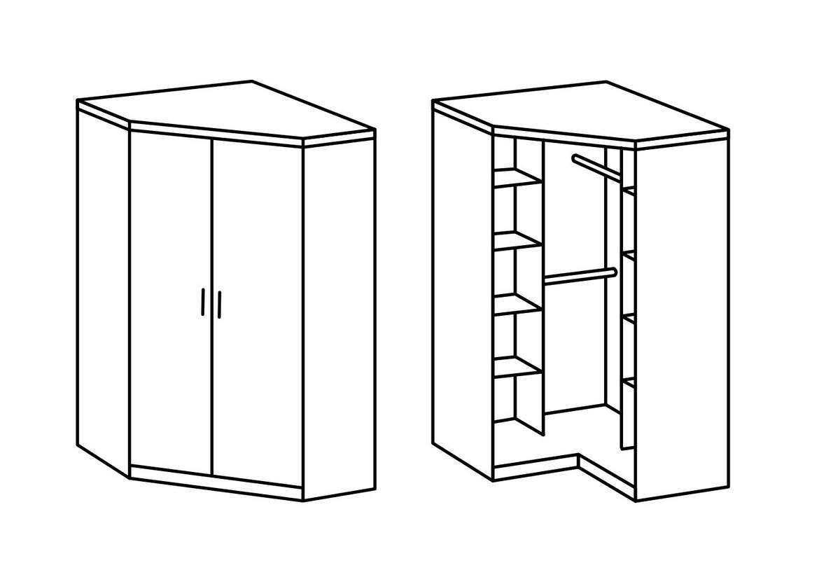 KLEIDERSCHRANK Click in Weiß - Eckkleiderschrank ohne Spiegel - Weiß, Holzwerkstoff (95/198/95cm)