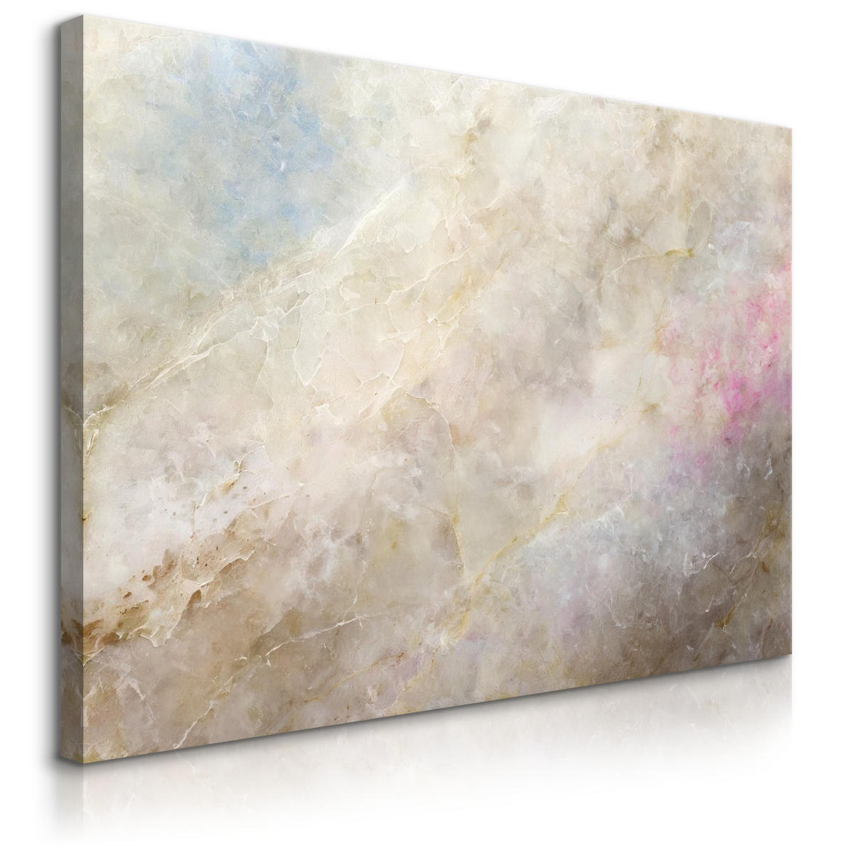 LEINWANDBILD Abstraktion MARMOR Moderne Muster für Wohnzimmer 120/80 cm - Blau/Beige, Textil (120/80cm) - Muralo