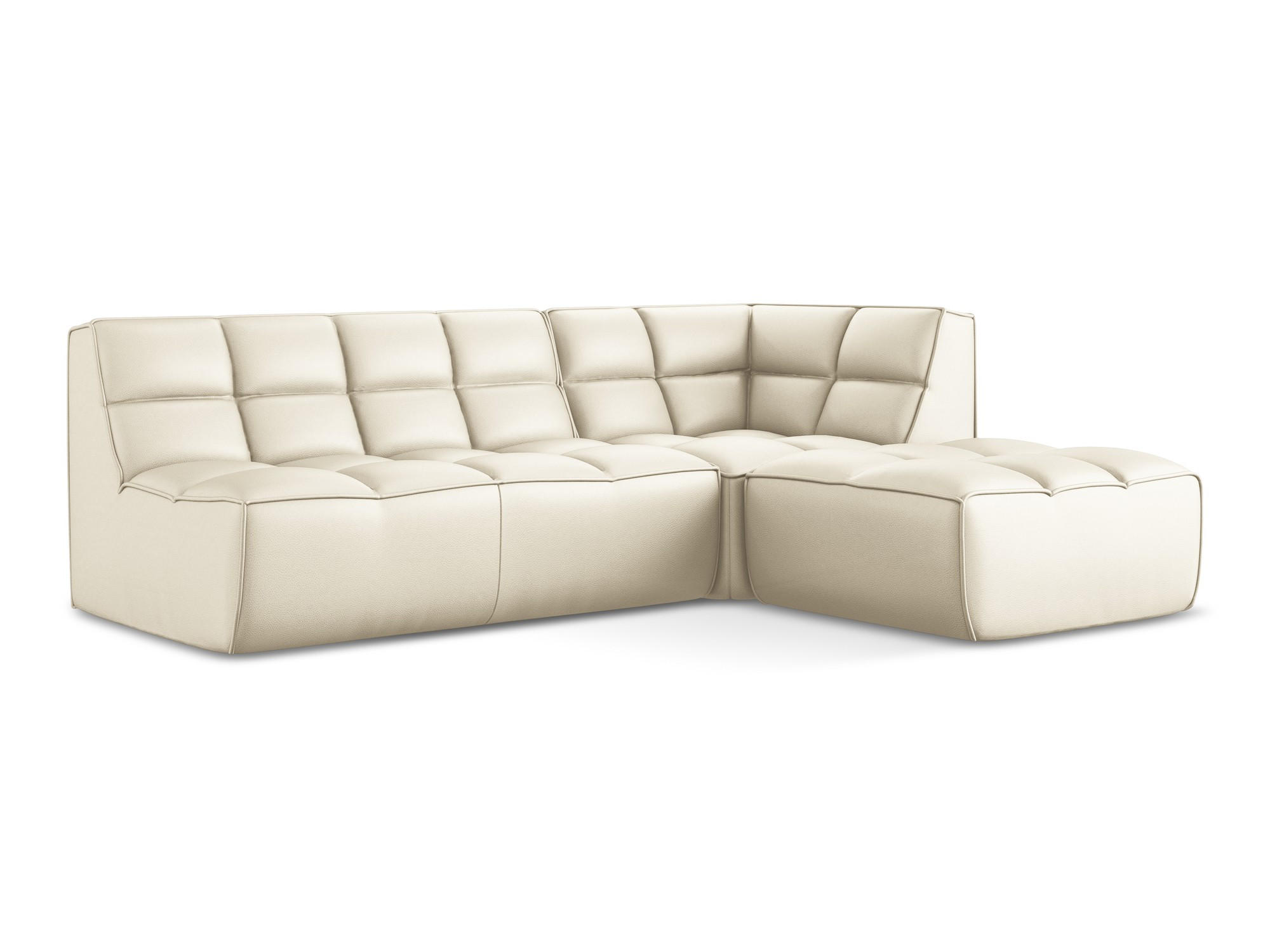 ECKSOFA Beidseitig Kunstleder Beige - Beige/Creme, Leder/Kunststoff (258/178cm) - Makamii