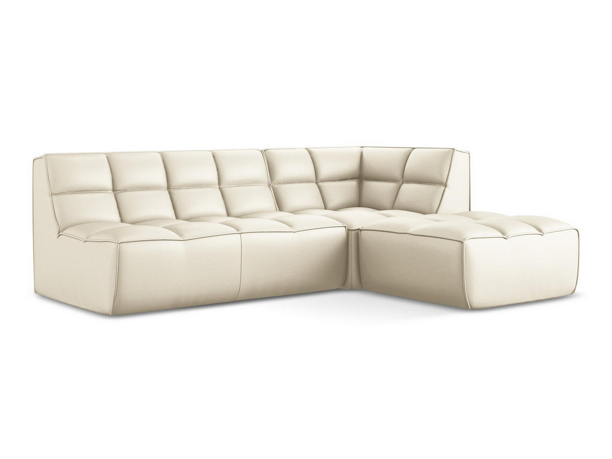 ECKSOFA Beidseitig Kunstleder Beige - Beige/Creme, Leder/Kunststoff (258/178cm) - Makamii