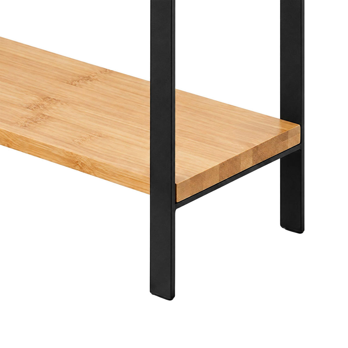 ECKREGAL Natur Schwarz 2 Ebenen Bambus Metall 33x30x30 cm - Multicolor, Holz/Metall (30/33/30cm) - Relaxdays