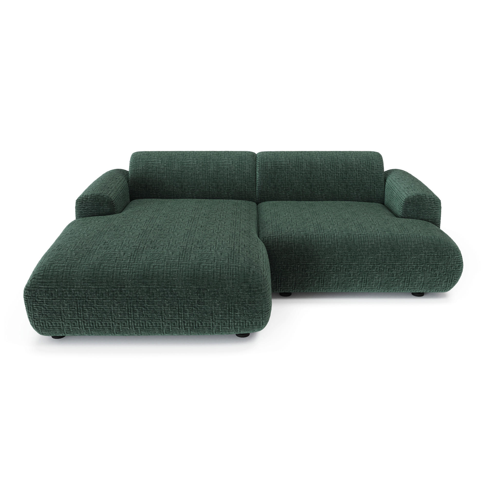 ECKSOFA LINKS Gemusterter Samt Smaragdgrün 266cm - Smaragdgrün, Textil (165/266cm) - Sia Home
