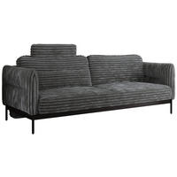 SOFA SALENTO Dunkelgrau Cord - Dunkelgrau/Schwarz, Textil/Metall (221/82/101cm) - MKS