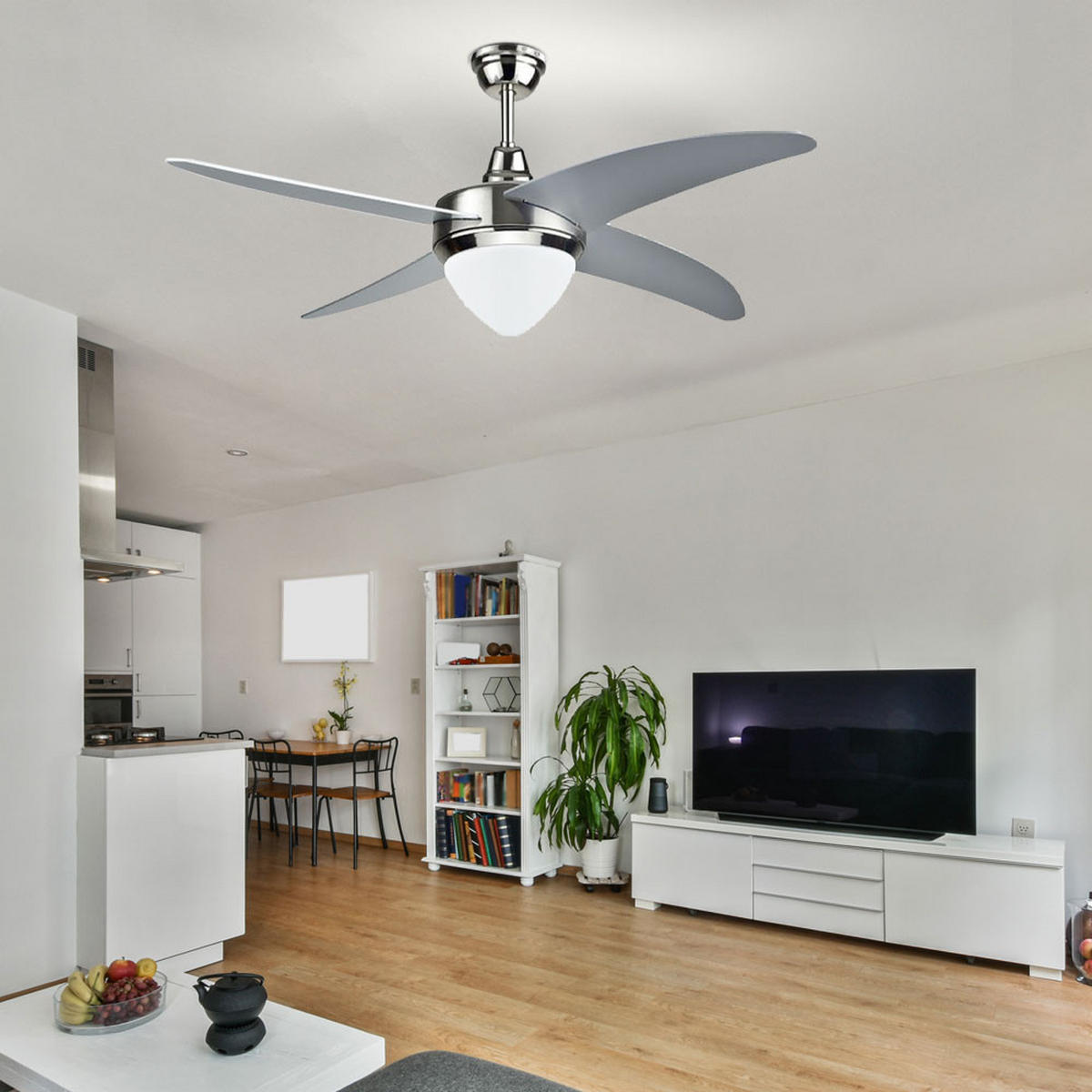 LED DECKENLEUCHTE Ventilator Silber - Silberfarben, Glas (106/106/39cm)