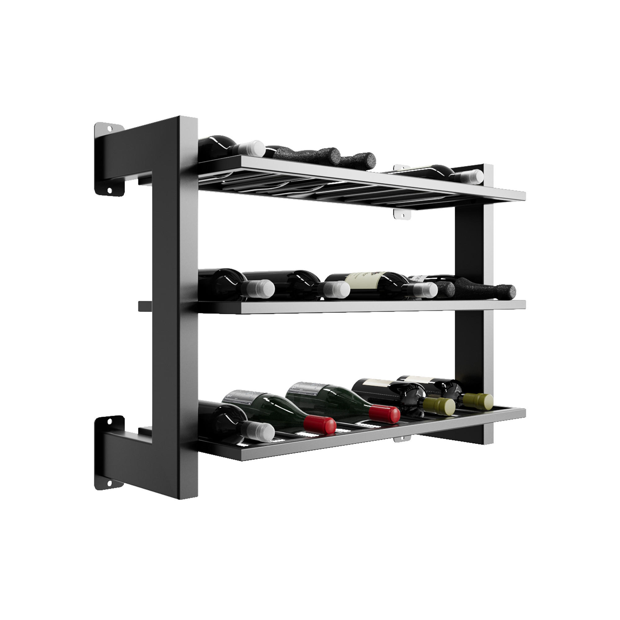 WEINREGAL Canary Metall,Schwarz, Für 27 Weinflaschen 60/80/30cm - Schwarz, Metall (30/60/80cm) - Metalo Pro