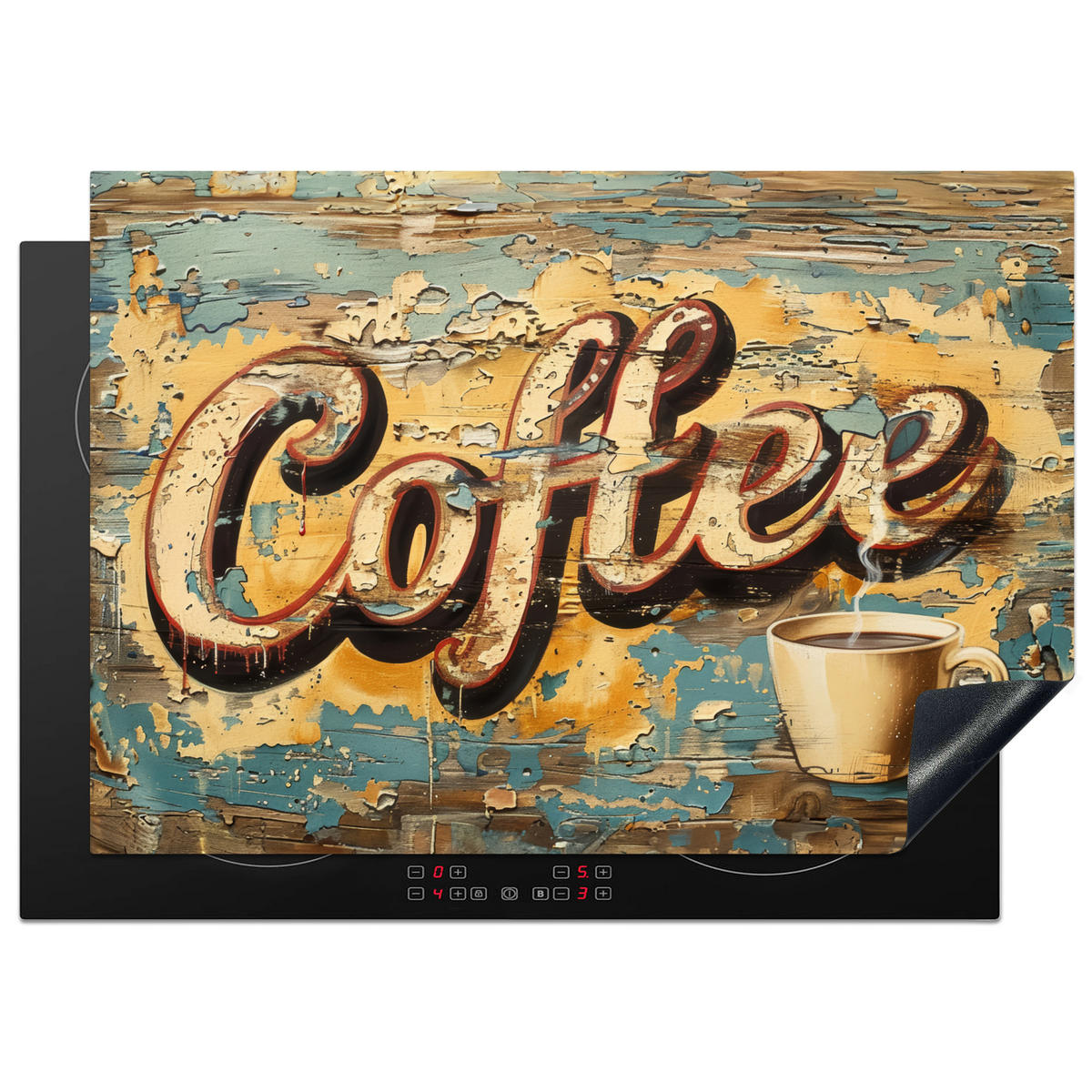 HERDABDECKPLATTE Kaffee - Vintage - Braun - Tasse 75x52 cm - Teakfarben, Kunststoff (75/0.2/52cm) - MuchoWow
