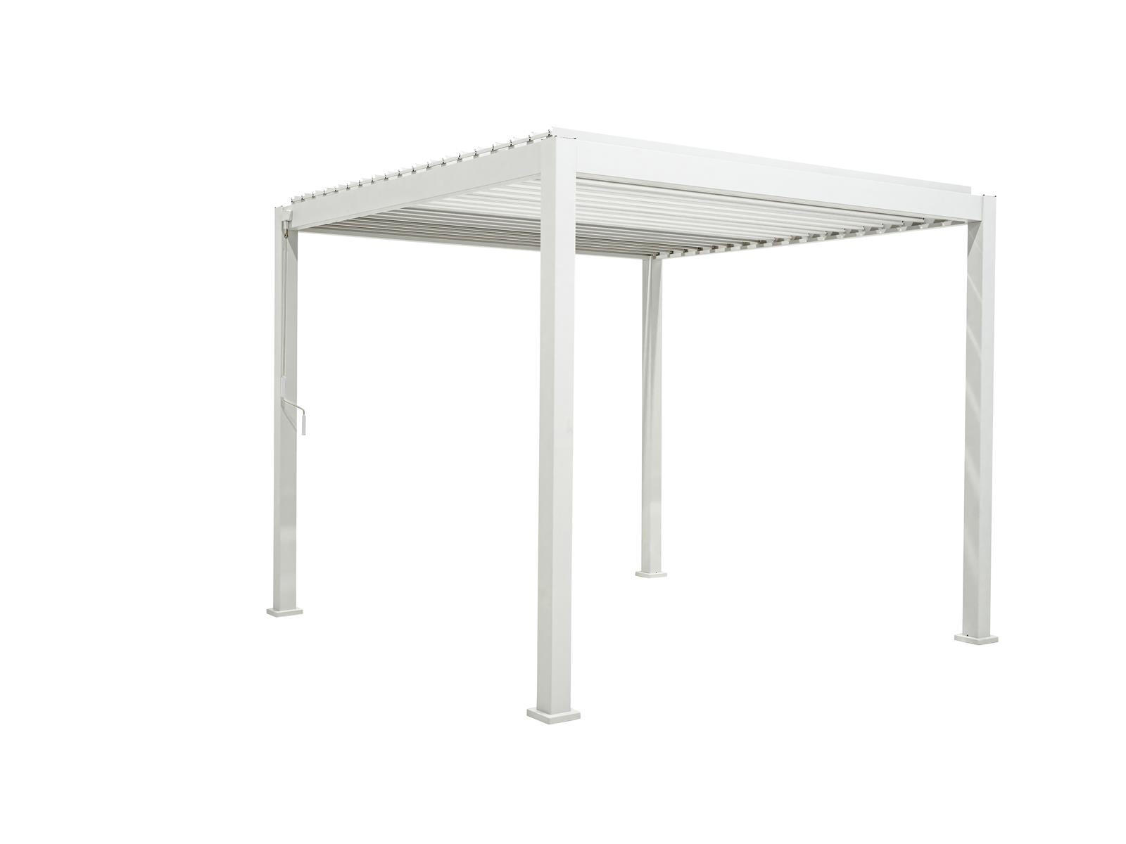 LAMELLENPERGOLA Mirador Deluxe Weiß Double-Layer Handkurbel 3x3 m - Weiß, Kunststoff (300/250/300cm) - Green Spirit