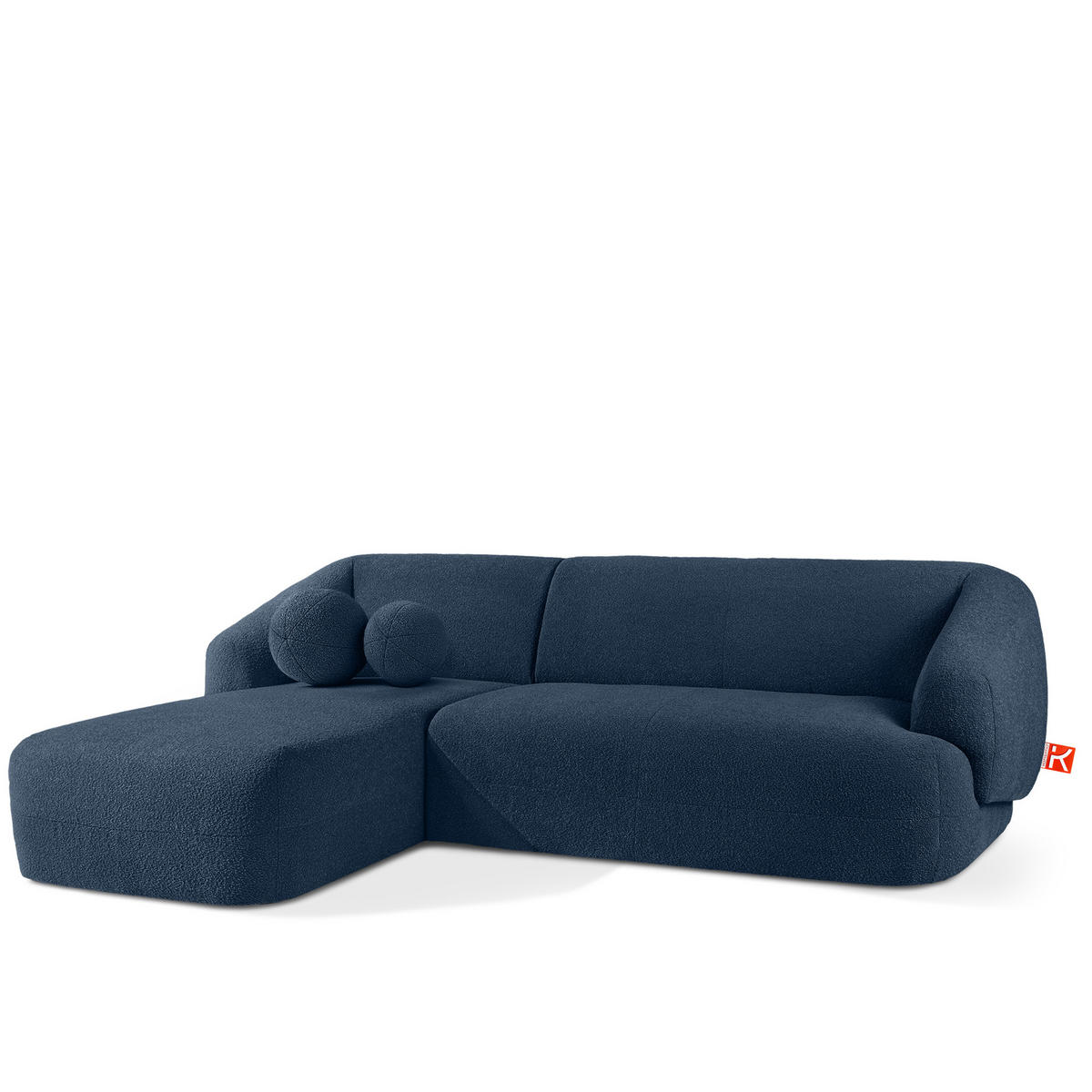 ECKSOFA LINKS VIRA, Marineblau, Bouclé - Schwarz/Dunkelblau, Holz/Holzwerkstoff (300/160cm) - KONSIMO®