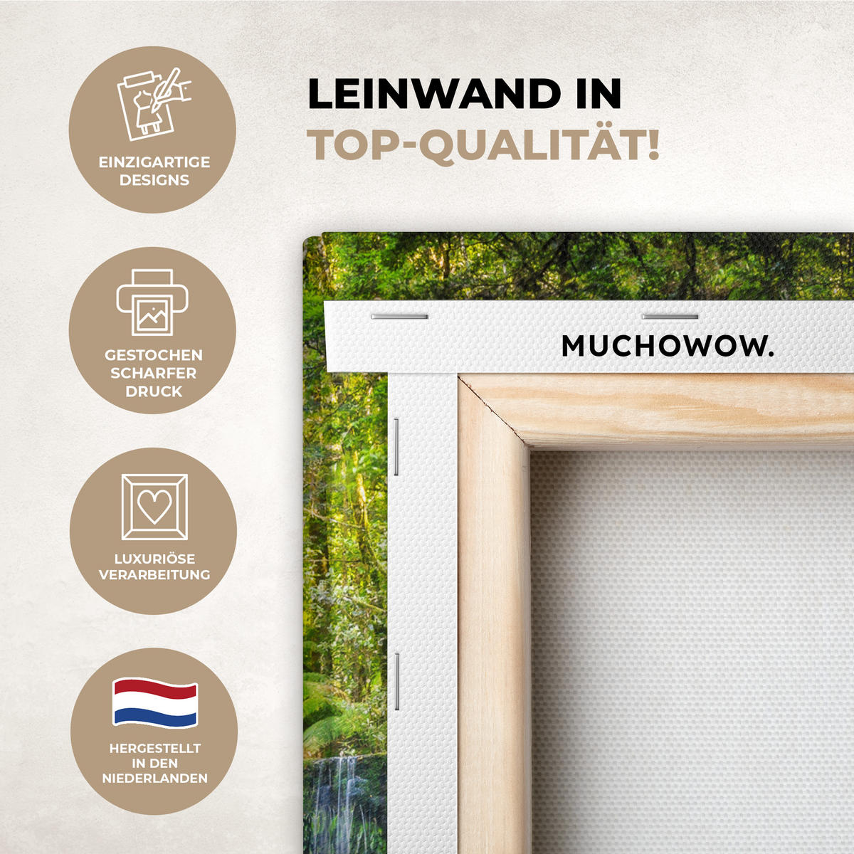 LEINWANDBILD Dschungel - Wasserfall - Australien - Pflanzen - Natur Room Decor 30x40 cm - Dunkelgrün, Textil (30/40cm) - MuchoWow