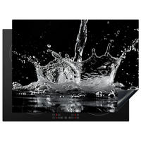 HERDABDECKPLATTE Wasser - Spritzwasser - Schwarz Herdabdeckung Induktionsfeld 70x52 cm - Schwarz, Kunststoff (70/52/0.2cm) - MuchoWow