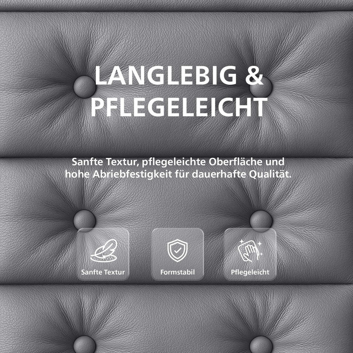 CHEFSESSEL Echtleder grau - Chromfarben/Grau, Leder/Metall (60/111/65cm) - CLP