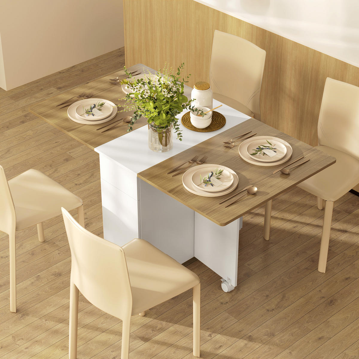ESSTISCH Weiß, Natur 1 Stück - Weiß, Kunststoff (140/76/74cm) - GiPP
