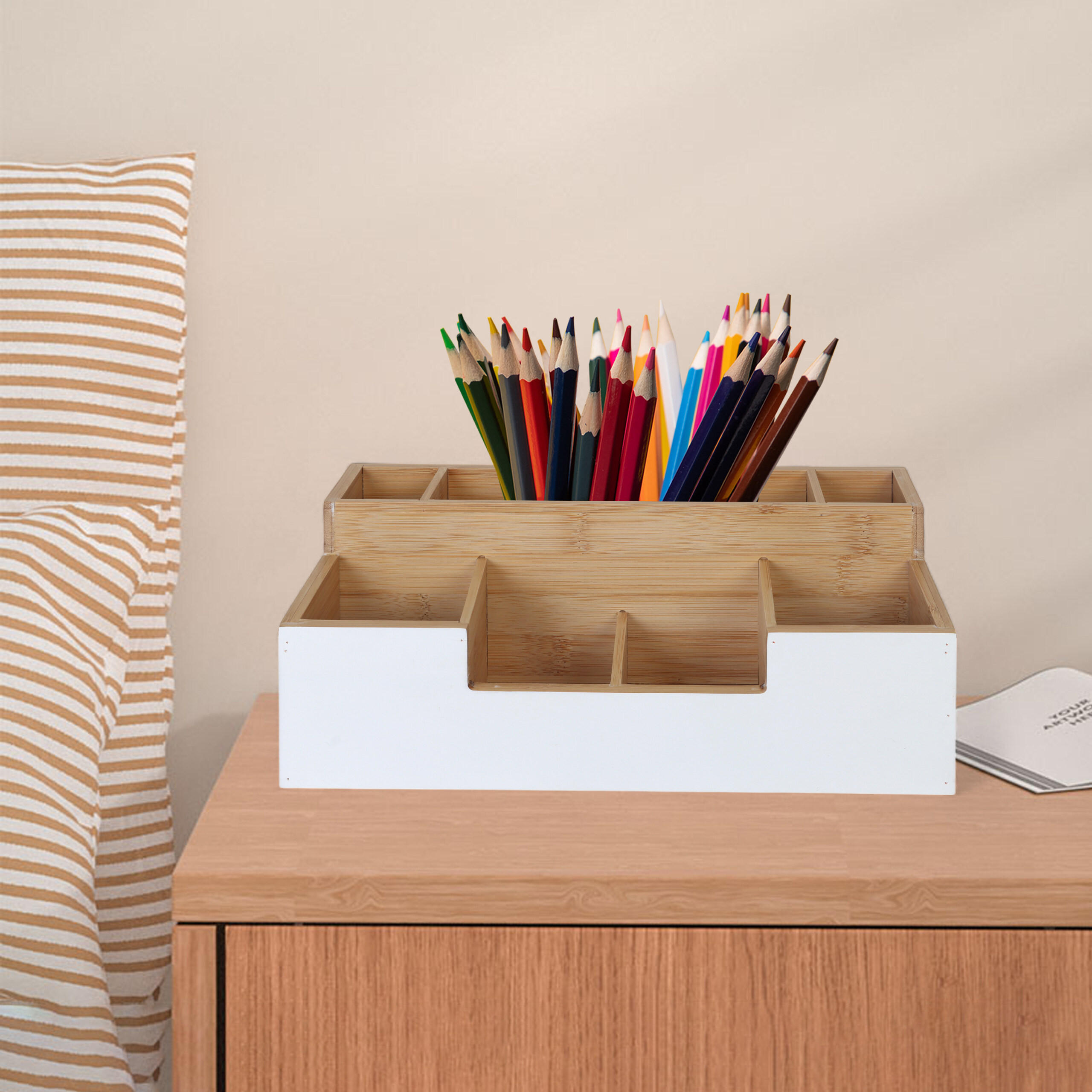 SCHREIBTISCHORGANIZER - Multicolor, Holz (15/30/11cm) - Relaxdays