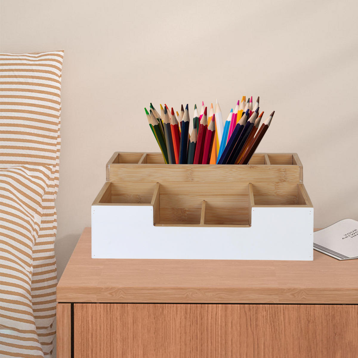 SCHREIBTISCHORGANIZER - Multicolor, Holz (15/30/11cm) - Relaxdays