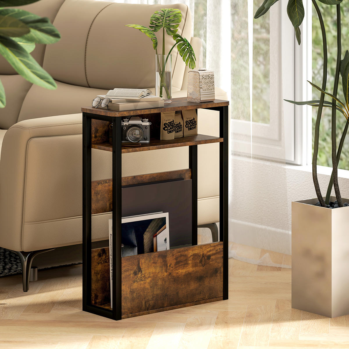 BEISTELLTISCH DE-15766 2 Etagen Rostbraun - Braun, Holzwerkstoff (46/18/58.5cm) - ComfortXL