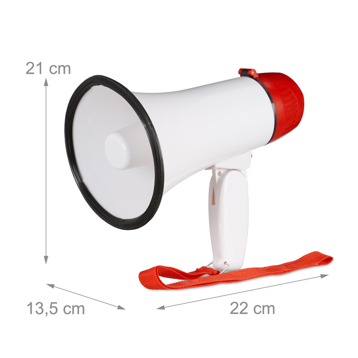 MEGAFON Bílý plast dosah 200 m - bílá, plast (13.5/21/22cm) - Relaxdays