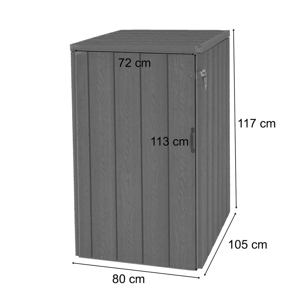 MÜLLTONNENBOX XL 1er-/2er-WPC HxBxT 117x80x105cm Metall Holzoptik erweiterbar Grau - Grau, Metall (80/117/105cm) - PROREGAL