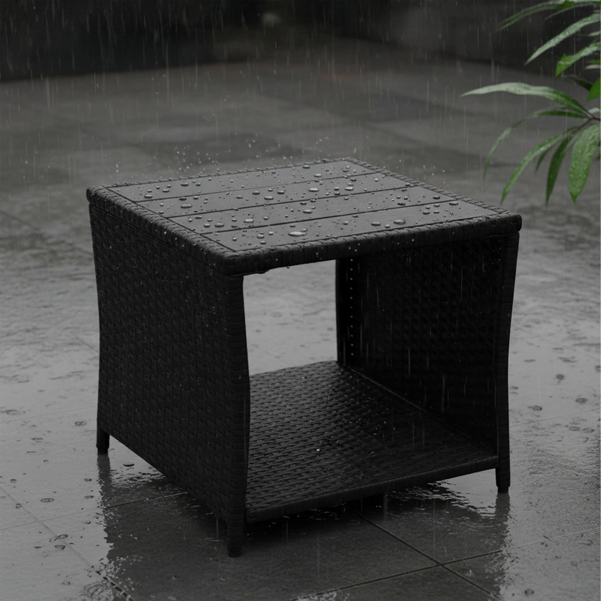 BALKONTISCH - Schwarz, Kunststoff/Metall (45/45/40cm) - Relaxdays