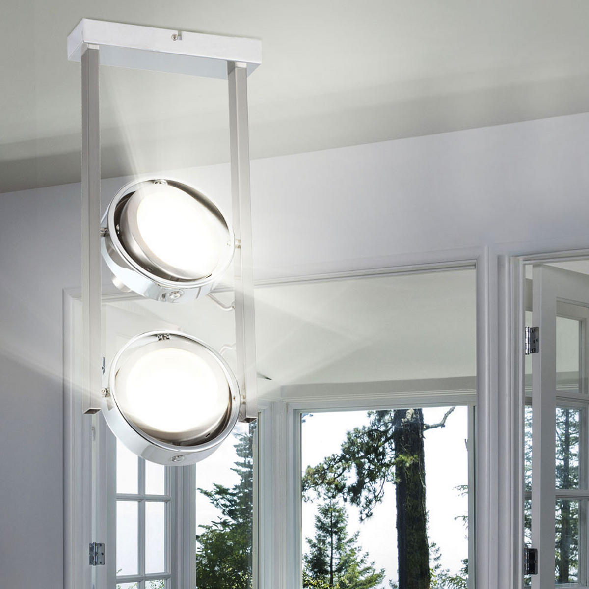 LED DECKENLEUCHTE BARONI Silber matt - Silberfarben, Glas (19.5/19.5/40cm) - Globo Lighting