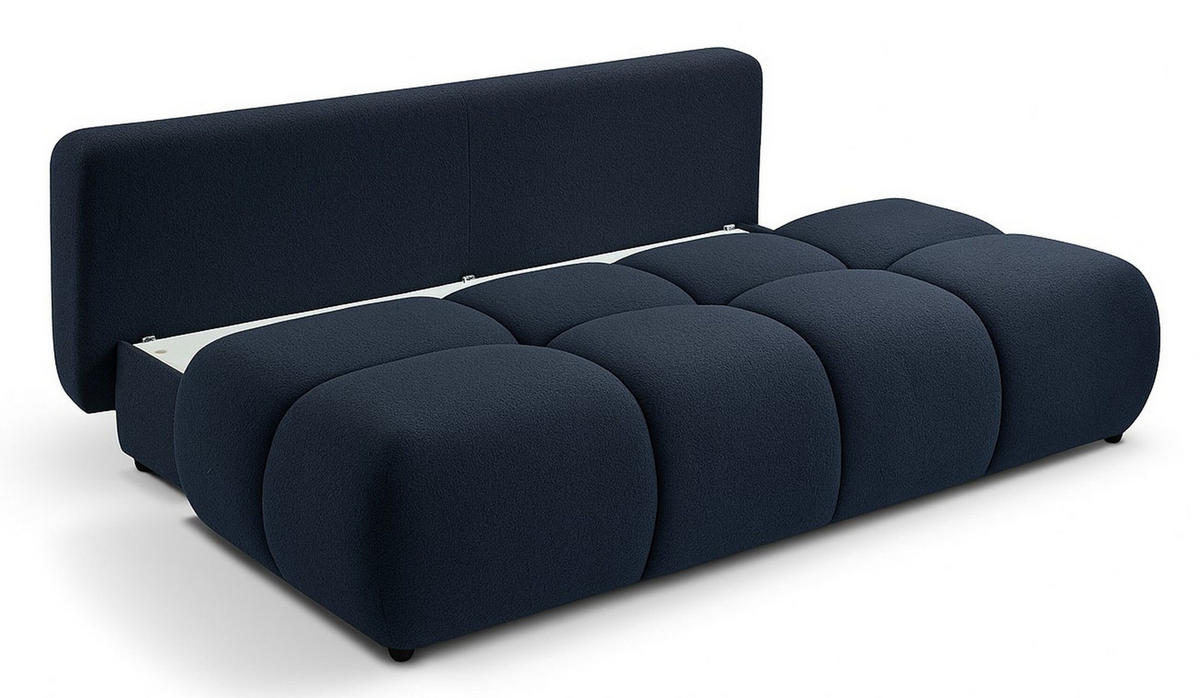 SCHLAFSOFA MILA, Sofa mit Schlaffunktion und Bettkasten, Farbe: Blau, Bouclé-Stoff - Blau, Textil (214/89/104cm) - Sepro Meble
