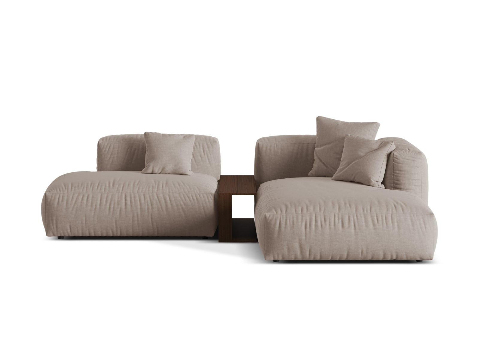 ECKSOFA modular rechts Martina aus strukturiertem Stoff dunkelbeige 2 Sitzplätze - Mokka, Textil (176/285cm) - Micadoni
