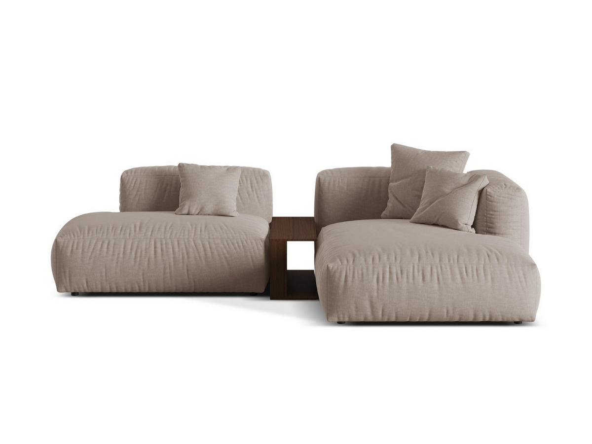 ECKSOFA modular rechts Martina aus strukturiertem Stoff dunkelbeige 2 Sitzplätze - Mokka, Textil (176/285cm) - Micadoni